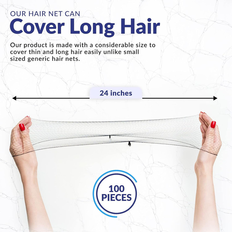 100Pcs Black Hair Net 24" Invisible Hair Nets for Women and Men - Perfect for Ha gallery
