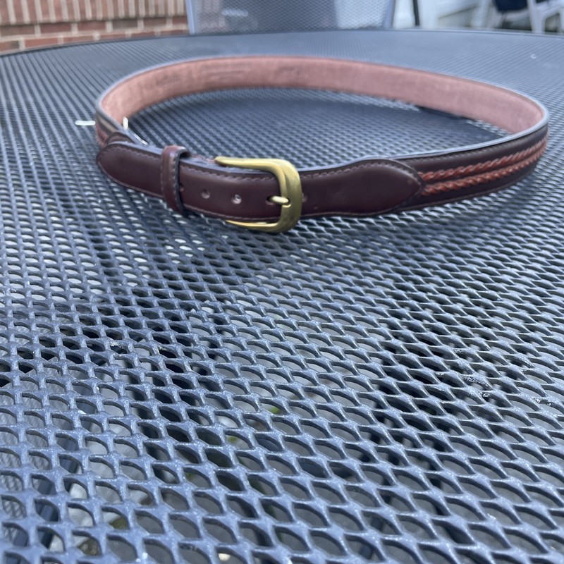 Men’s Perry Ellis Brown Genuine Bonded Leather On Split Cowhide Belt Size 38
