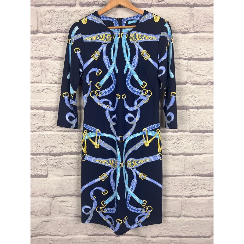 J. McLaughlin Women's S Catalina Cloth Equestrian Preppy Old Money Shift Dress gallery