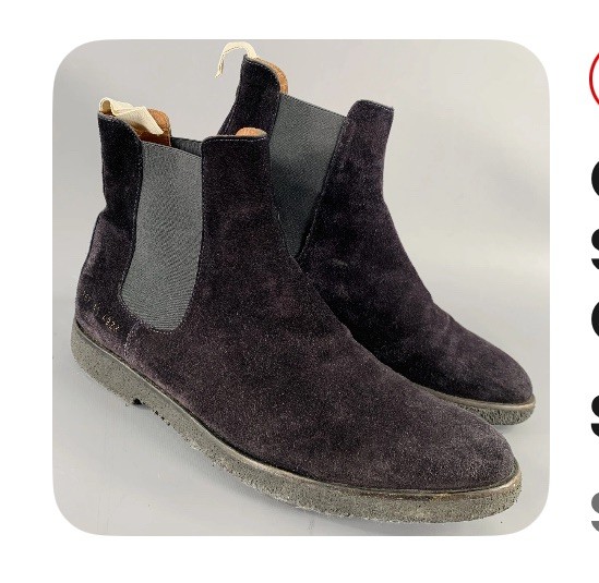 COMMON PROJECTS Size 8 Black Suede Chelsea Boots