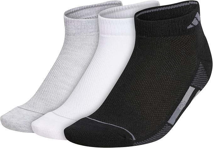 3 Pair Adidas Superlite Low Cut Socks, Women's Shoe Size 5-10, Black White Gray gallery
