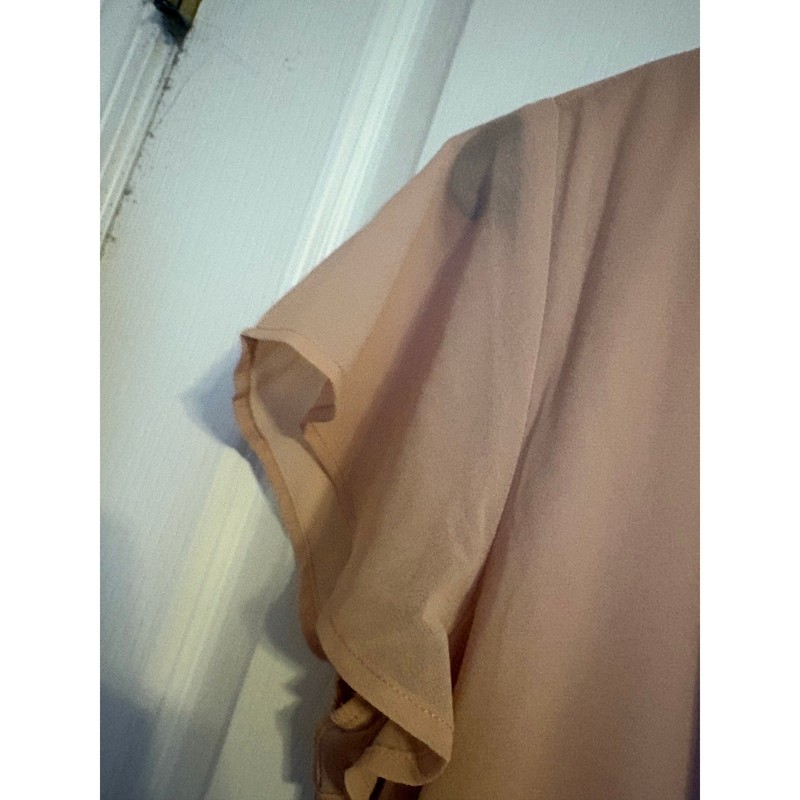 Lulus Heavenly Hues Blush Pink Maxi Dress Short Flutter Sleeve V-Neck Gown XS gallery