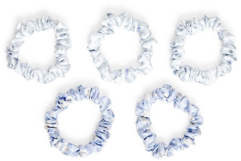 Goody x LoveShackFancy Skinny Satin Scrunchies 5 Count Blue Floral gallery