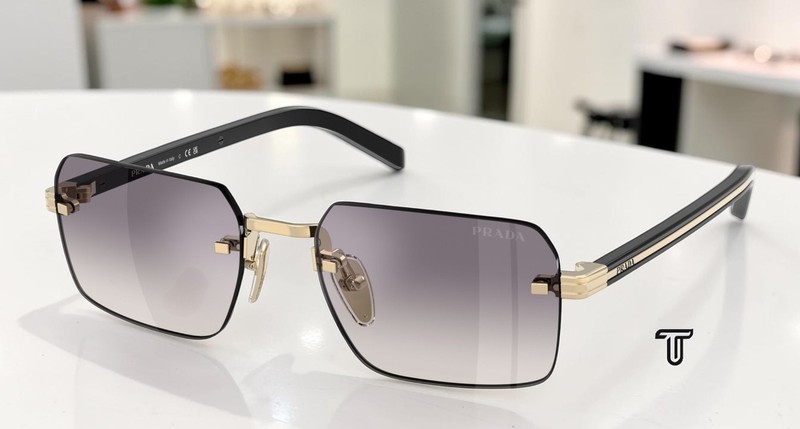 PRADA PR D55S ZVN60W Pale Gold Blue Mirror Silver 55 mm Men’s Sunglasses