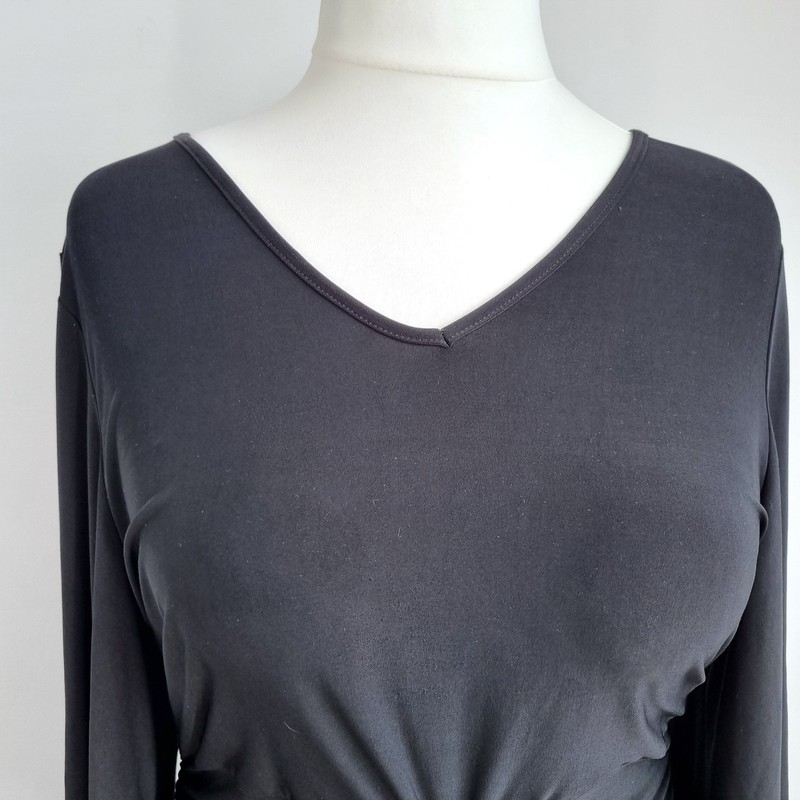 Club L London Maxi Dress UK 20 Black Ruched Open Back Evening Occasion Gothic gallery