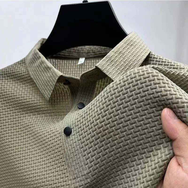Men's Breathable Summer Polo Shirt Short Sleeve Business Casual Solid Top Gift
