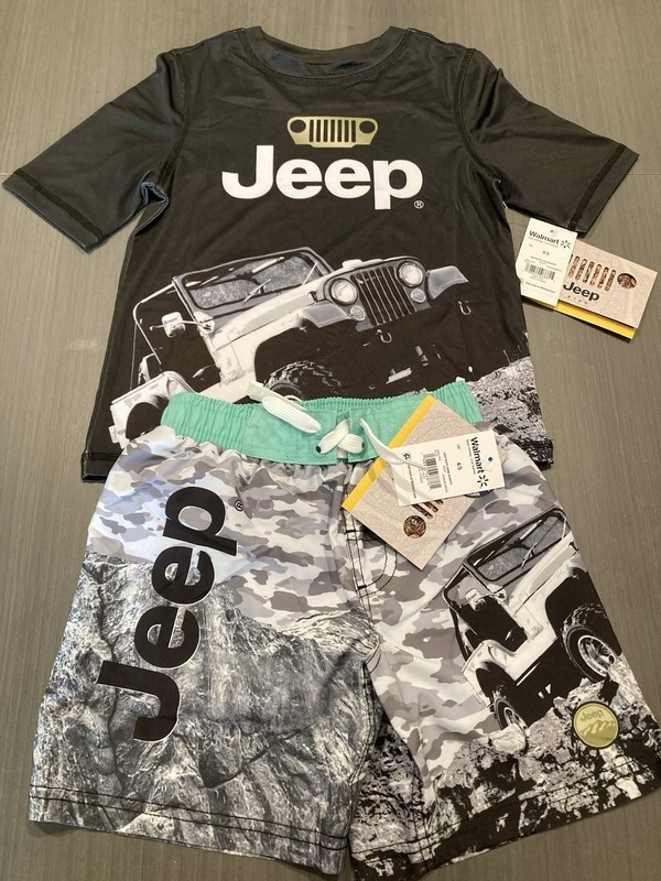 Jeep Boys 6/7 2-Piece Shorts Set Black Logo Tee Camo Drawstring Shorts