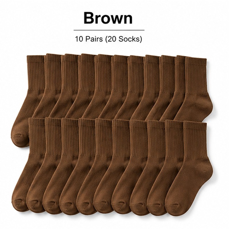Women High Rib Crew Socks 10 Pairs Cotton Cushioned Odor Free Athletic Casual gallery