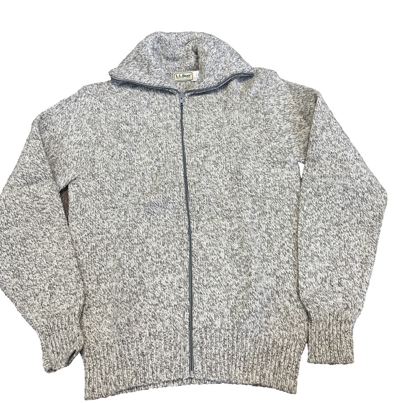LL Bean Vintage Knit Full Zip Sweater cardigan wool Grandpa USA Made L #1799