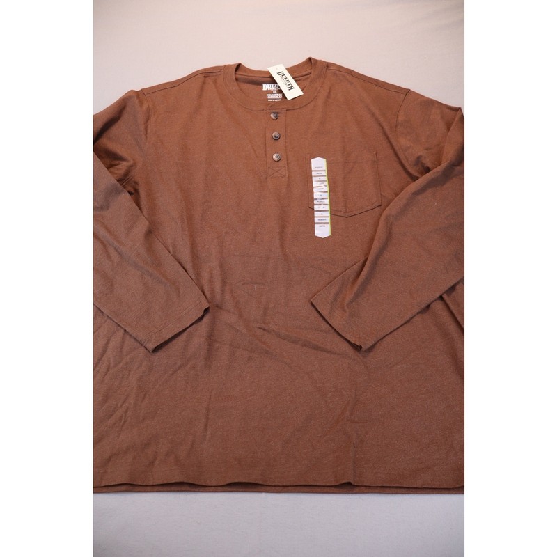 NEW Duluth Trading Co Longtail T Relaxed Long Sleeve Henley T Shirt Brown Sz XL gallery