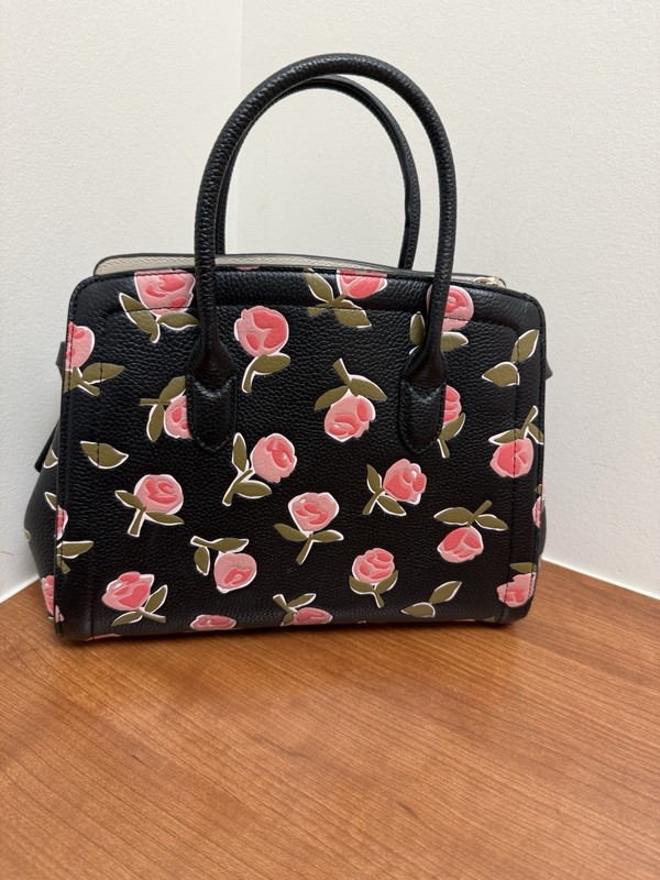 Kate Spade Knott Ditsy Rose Satchel Crossbody Bag Black Multi EUC Retail $358 gallery