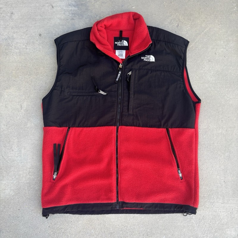 Vintage 90s The Northface Denali Made In USA Fleece Vest Size Large Red