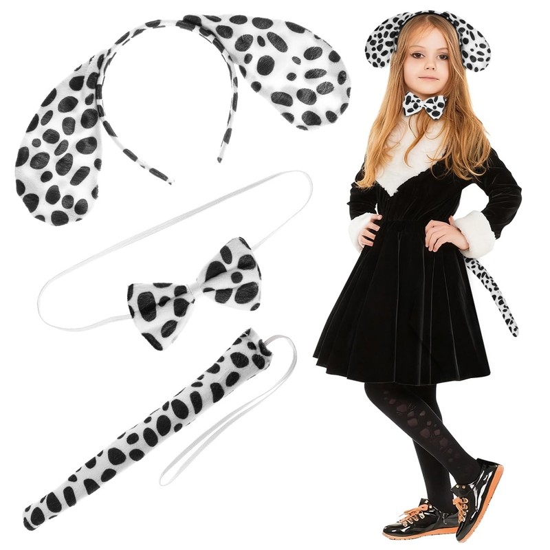 Dog Cosplay Costume Set for Adults and Kids - Dalmatian Ear Headband F...