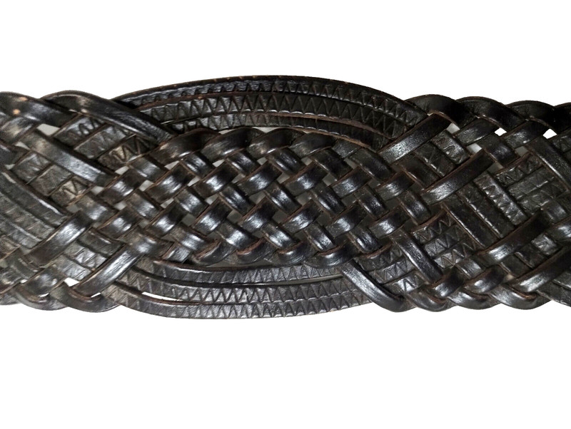 Women's Bonded Leather Woven BRAIDED Belt L Large gallery