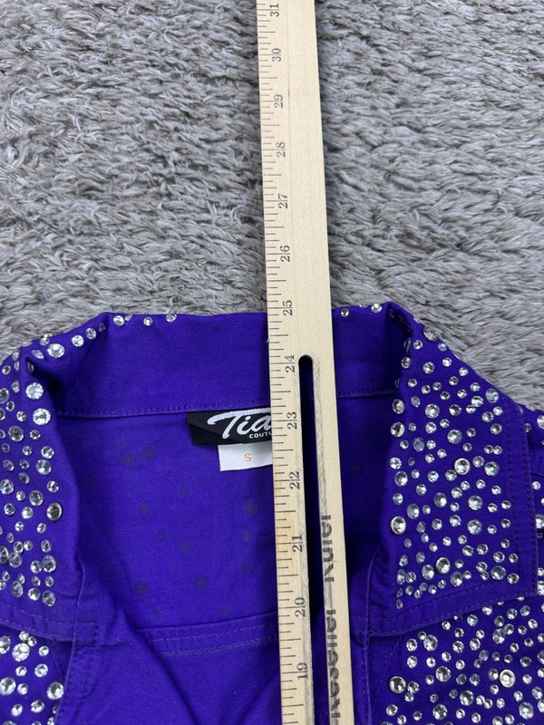 Tia Couture Jacket Women Small Purple Diamond Bedazzled Western Rockabilly NWT gallery