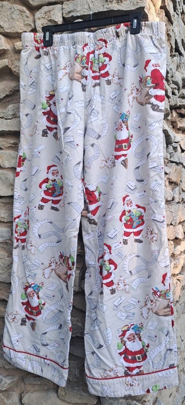 Nick & Nora Flannel Pajama Pants XXL Christmas Letters To Santa Dog Cream Red gallery