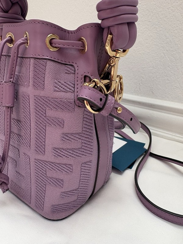 Fendi Woven Handle Mon Tresor Bucket Bag Zucca Embroidered Canvas Mini Lavender gallery