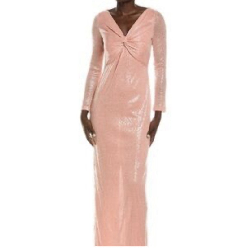 Womens orange sequinned designer evening / occasion dress by St. John, size 16