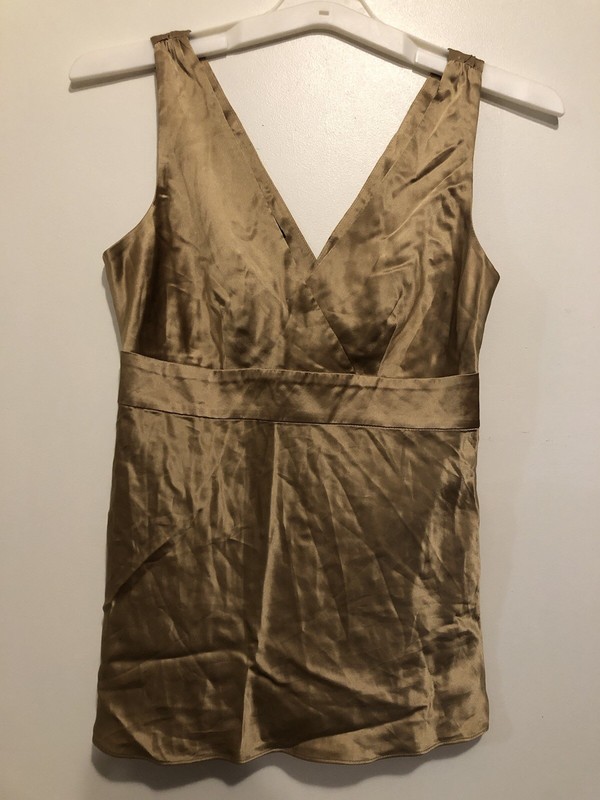 Silk Blouse Top, Gold Color, Size 2/Xs.