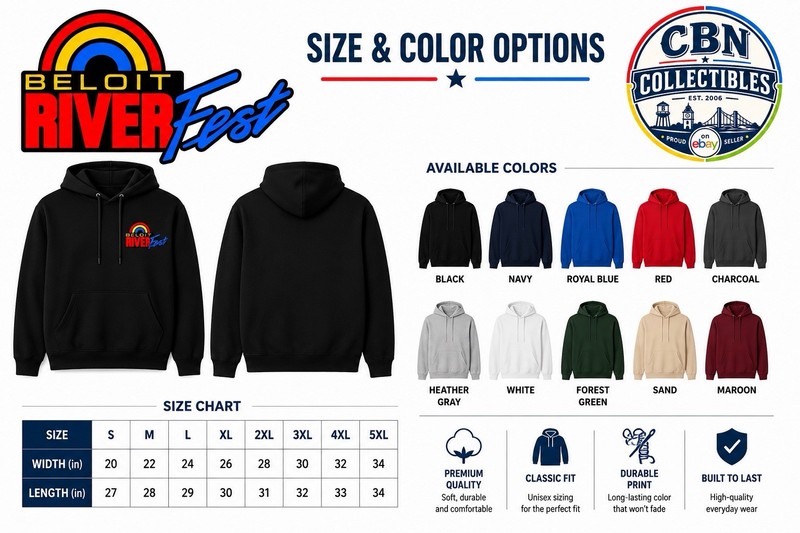 Beloit Riverfest Retro Hoodie Vintage 90s Style Wisconsin Music Festival Design gallery