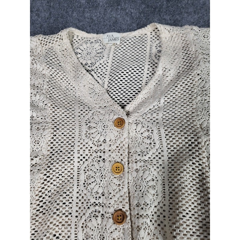 Ava James Crochet Swim Suit Cover Up Women Sz S White Travel Island Beachwear gallery