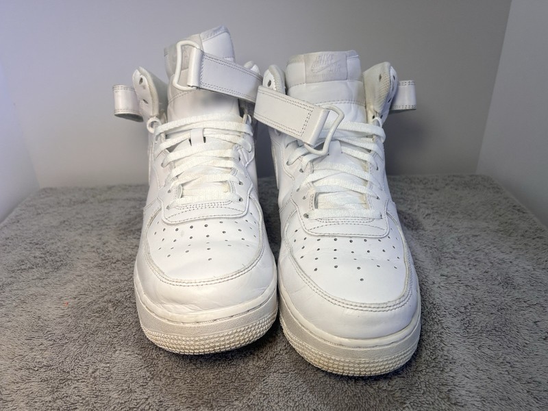 Nike Air Force 1 High 07 Triple White Mens Size 11.5 Leather Strap Sneakers gallery