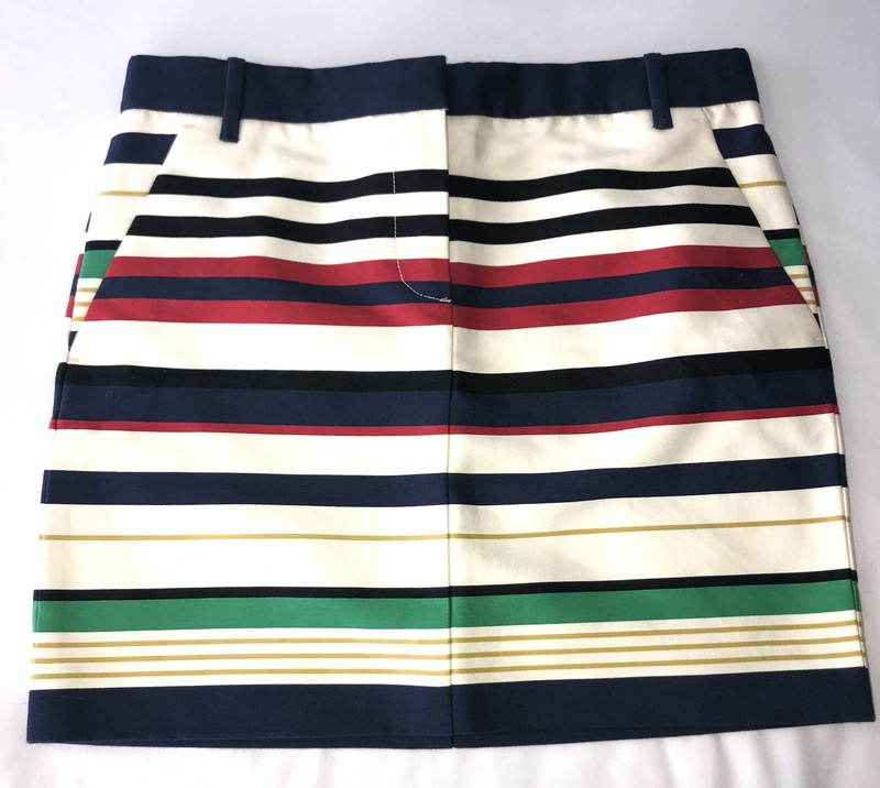 J.Crew Mini Skirt Nautical Cotton Denim Red Blue Green Beige Stripe Women *Small