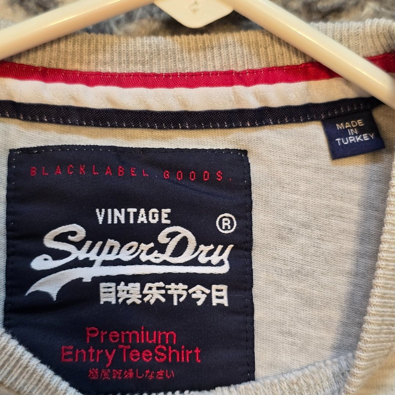 Superdry Premium Black Label Goods T-Shirt Mens Medium Heather Gray Navy Orange gallery