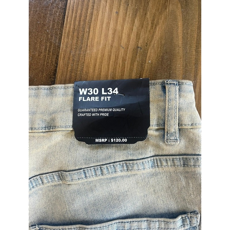 M.Society Dax Flare Fit Mud Tint Distressed Stacked Pleated Jeans 30x34 MS-80434 gallery