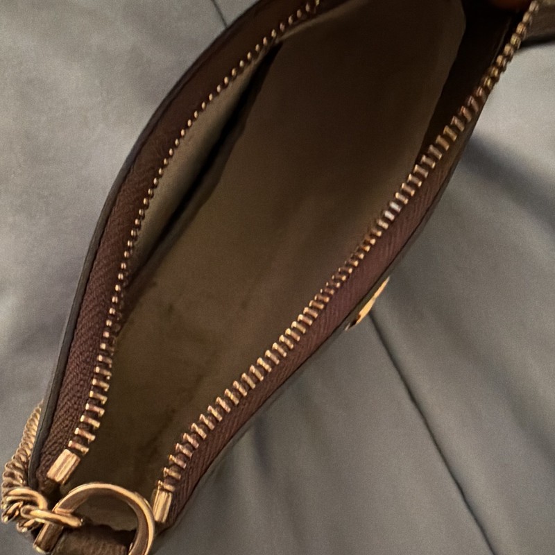 Gucci GG Monogram Mini Shoulder Bag Zip Gold Chain Strap w/ Card Holder gallery