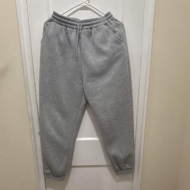 SHEIN Women’s M Gray Fleece Jogger Pants Drawstring Elastic Waist Regular Fit
