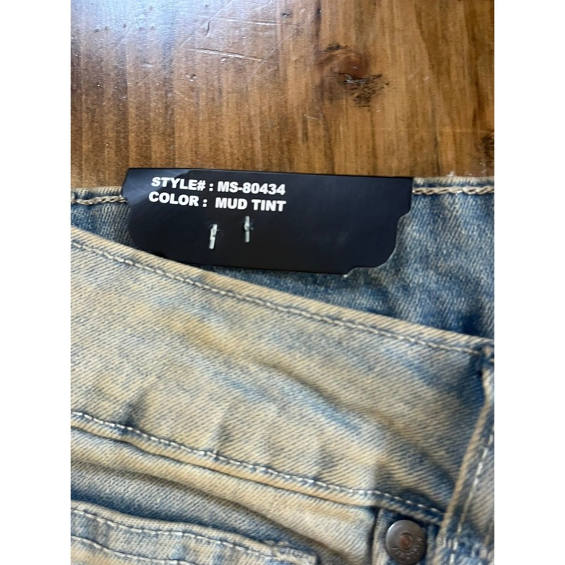 M.Society Dax Flare Fit Mud Tint Distressed Stacked Pleated Jeans 30x34 MS-80434 gallery