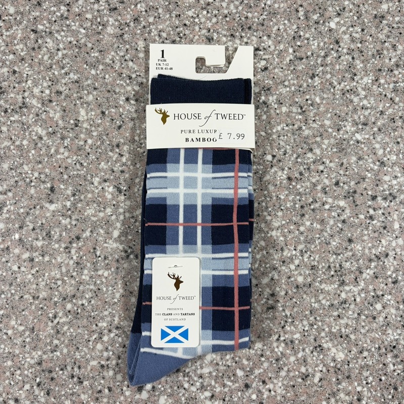 House Of Tweed Men’s Socks 1-Pair UK 7-12 Pure Luxury Bamboo Tartan NWT