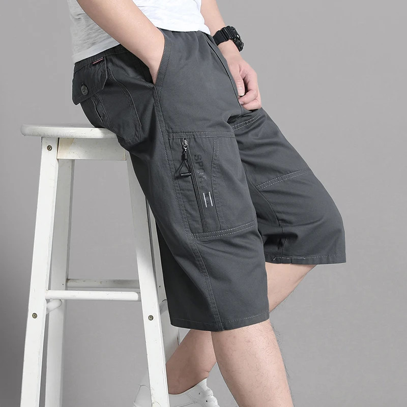 Pantalones Cortos Cargo Hombre Bolsillos Cremallera Algodon Verano Escalada Corr