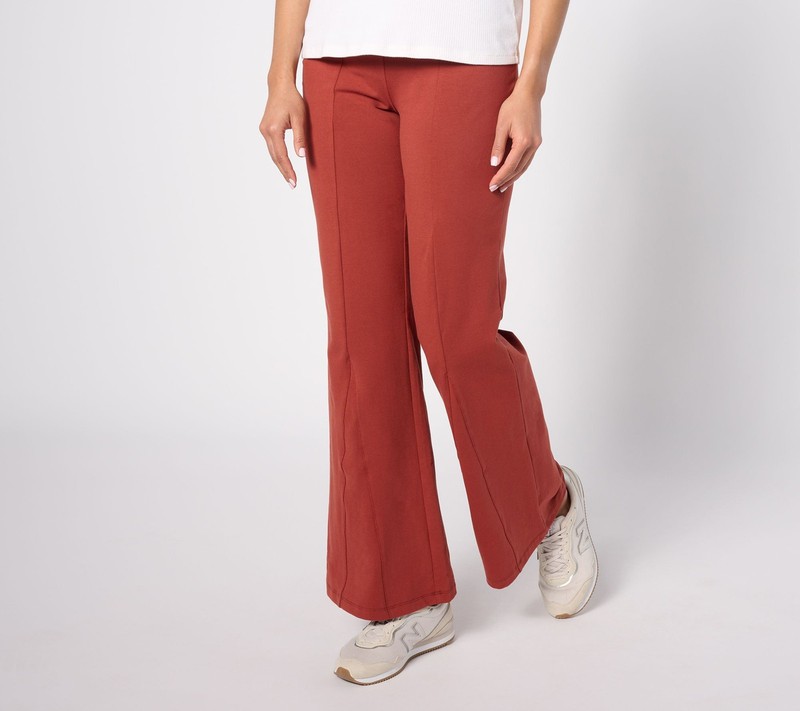 Women with Control Regular Tummy Control Cotton Jersey Godet Pants Roasted Acorn