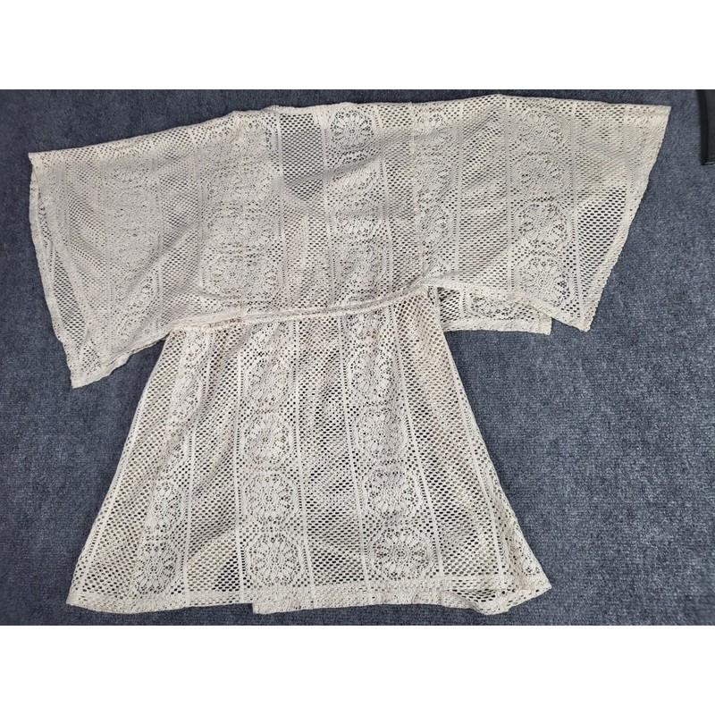 Ava James Crochet Swim Suit Cover Up Women Sz S White Travel Island Beachwear gallery