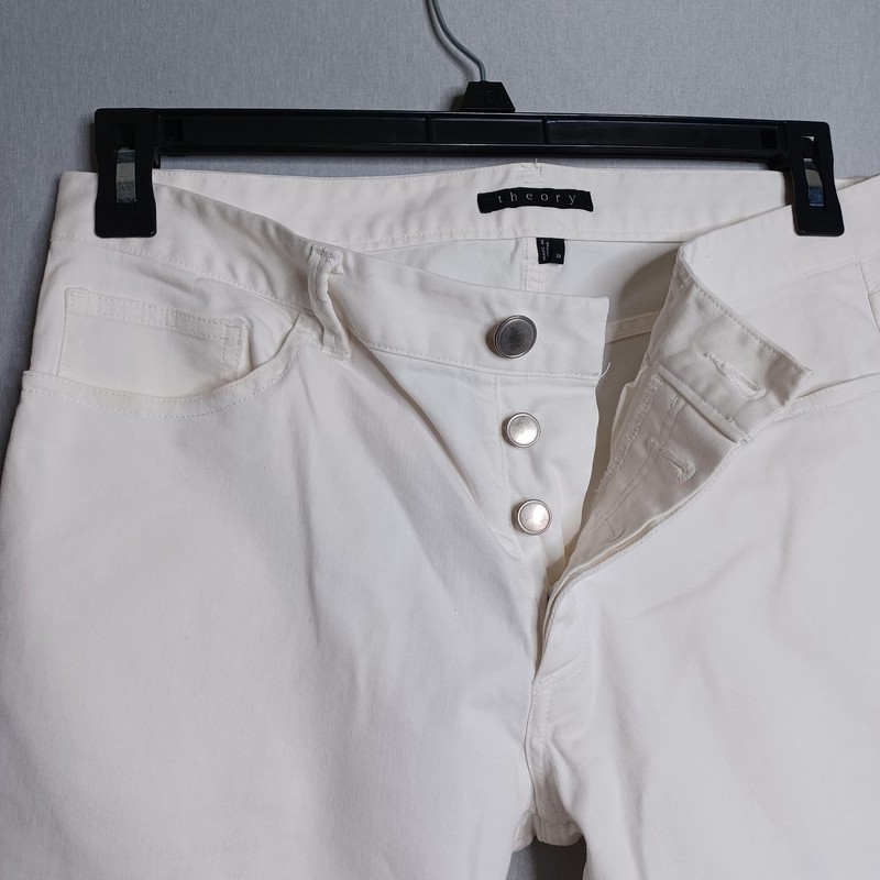 Theory Haydin Editor Jeans Mens 33x31 White Straight Leg Stretch Denim Pants gallery
