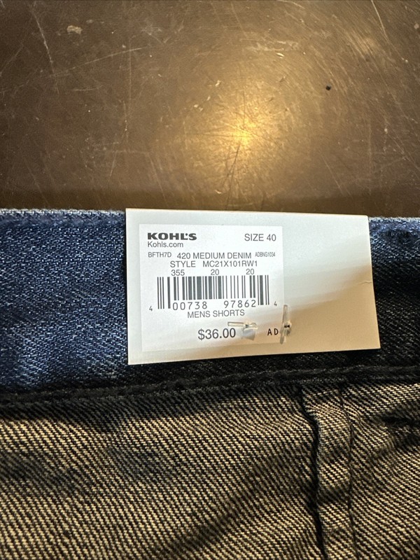 Croft and Barrow Mens 40 side elastic Cargo Shorts Denim Blue 7.5 inseam NWT gallery