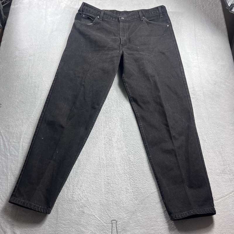 Vtg 96’ Levis 550 USA Made 40×30 Mens Jeans Black Denim Relaxed Taper Orange Tab