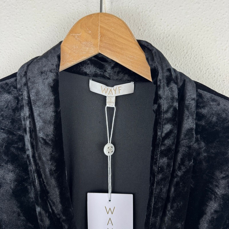 NWT WAYF Black Velvet Belted Robe S gallery