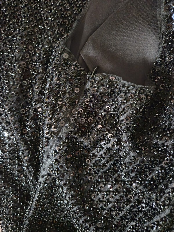 Donna Karen Black Sequin Designer Cocktail Maxi Formal Gala Evening Wedding Prom gallery