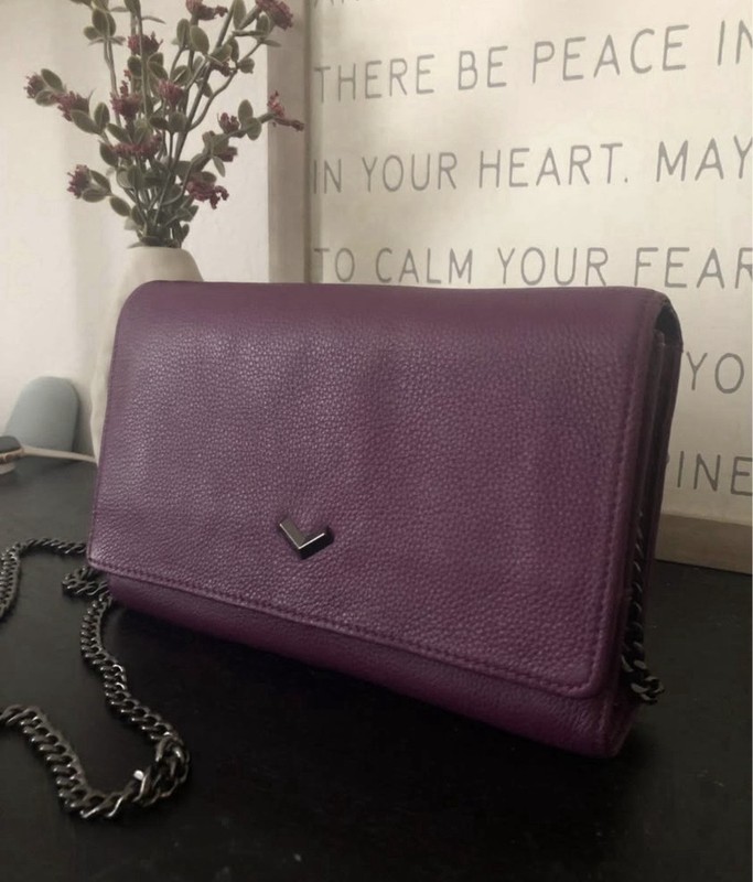 Purple Small Crossbody Clutch Purse w/ Chain & Detachable Strap, Magnetic gallery