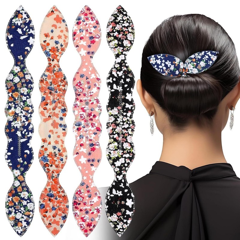 4 Pcs Deft Bun Maker for Hair, French Twist Rabbit Ear Hair Twister and Bun Tool