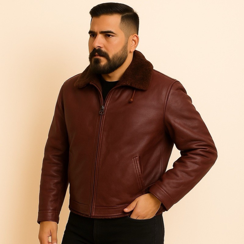 Men’s Genuine Bonded Leather Jacket – 2XL – Zip-Out Hood – Premium Winter Style gallery