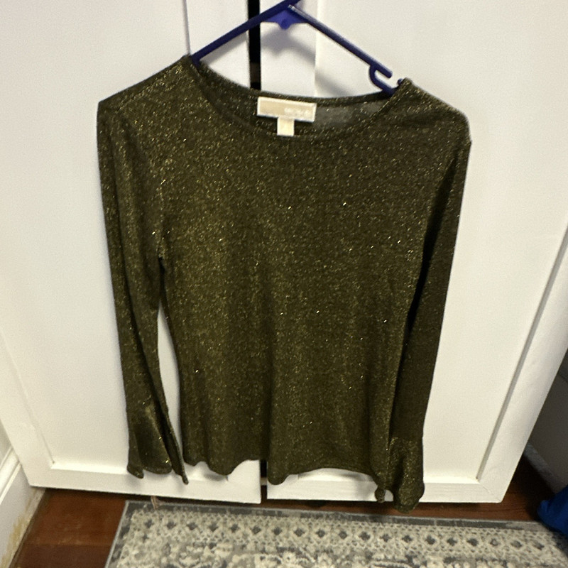Michael Kors Women’s Black/Gold Metallic Knit Crewneck Pullover Sweater Sz S