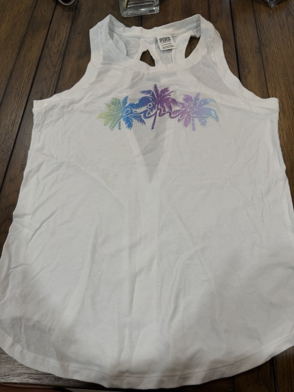 Victoria’s Secret Pink Palm Tree Graphic Top Split Back – SMALL