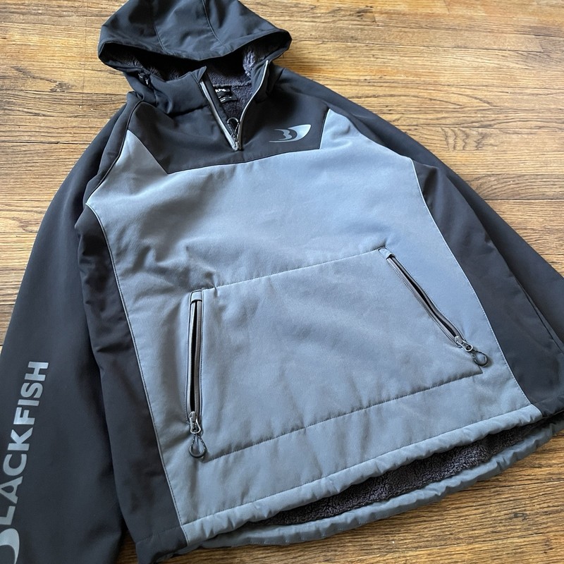 Blackfish Gale 2.0 Soft-Shell Pullover Jacket Men’s Large Fleece Black Gray