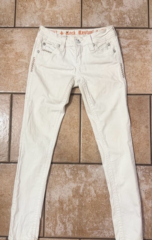 Rock Revival Women’s Amber AKS White Skinny Jeans 25 (Woman’s 0)