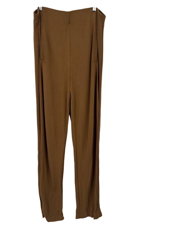Chicos 2.5 Womens Camel Brown ponte knit Pants Size 14 pockets elastic waist