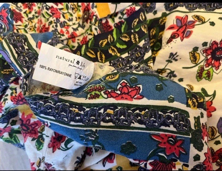 Natural Life Shirt Dress Ditsy Floral Colorful Boho Georgia Festival Hippie XL gallery
